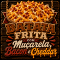 Batata Frita com Muçarela, Bacon e Cheddar